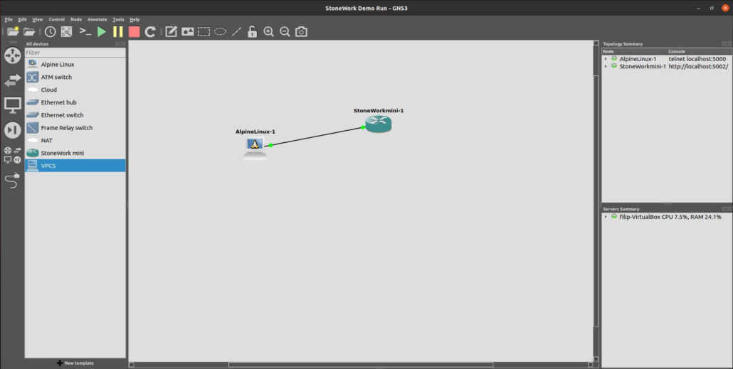 StoneWork + GNS3 - Running Appliances